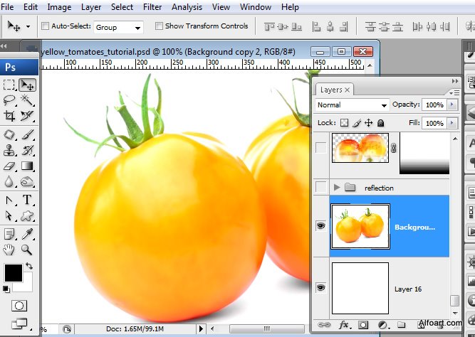 Shiny glass yellow tomatoes with colorfull liquid inside and splashing effect.Create realistic glossy glass tomatoes with liquid in them, make reflections and shadows